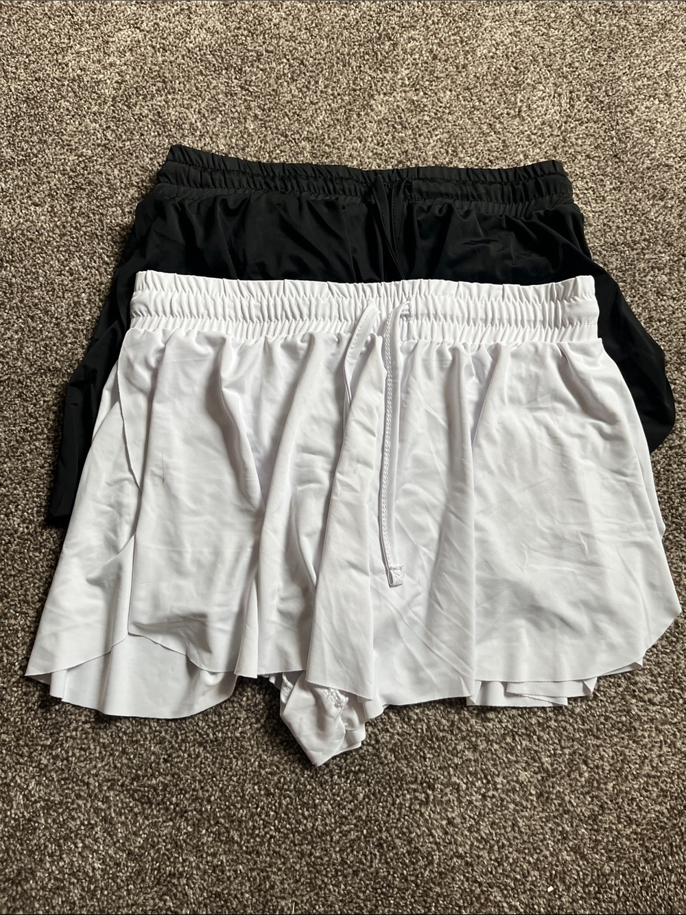 Women's Layered Athletic Shorts - White and Black